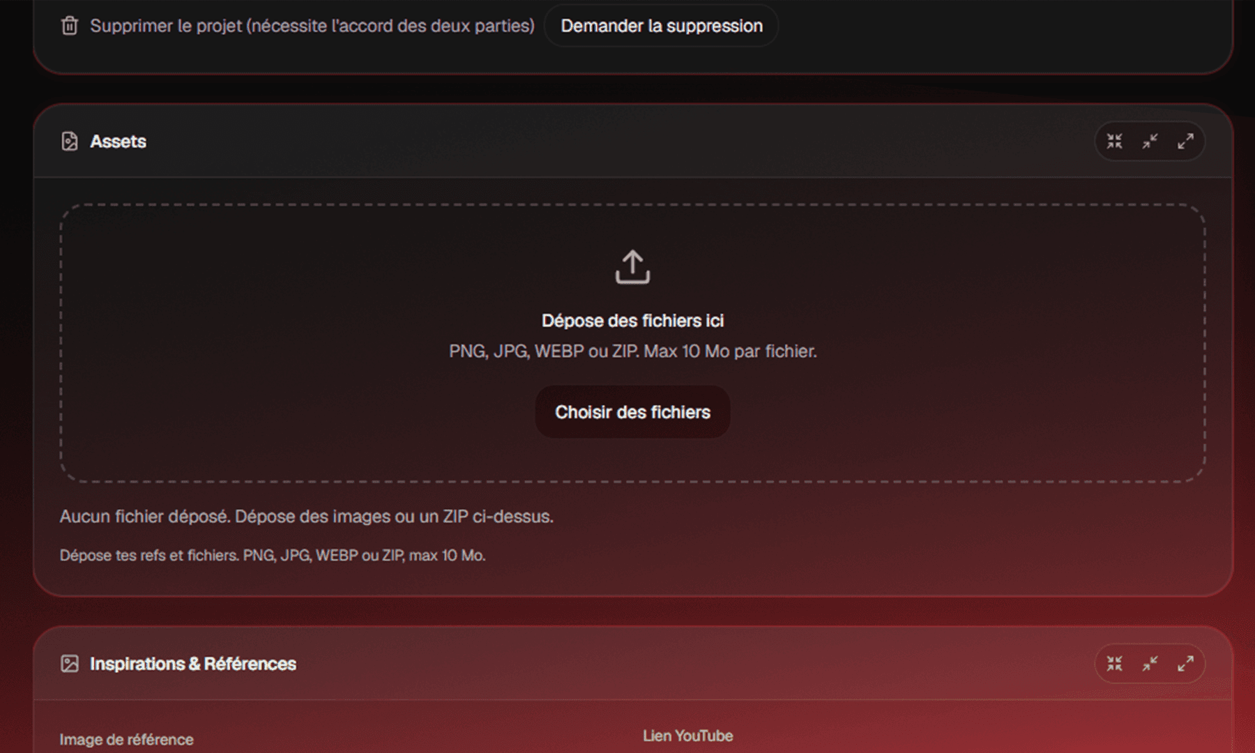 Capture : zones de dépôt (Assets, Inspirations, Références)